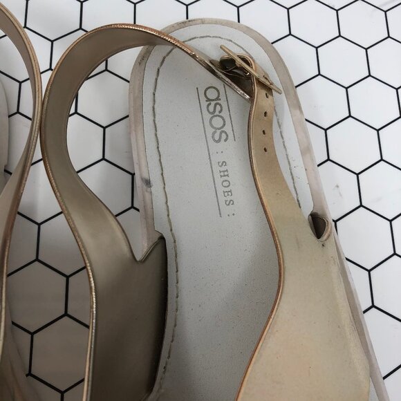 Asos Metallic Gold Freda Slingback Sandals 11 - Picture 6 of 8